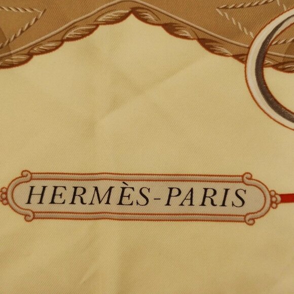 Auth HERMES Carre 90 - Cream Silver Multi Scarf - Picture 8 of 8